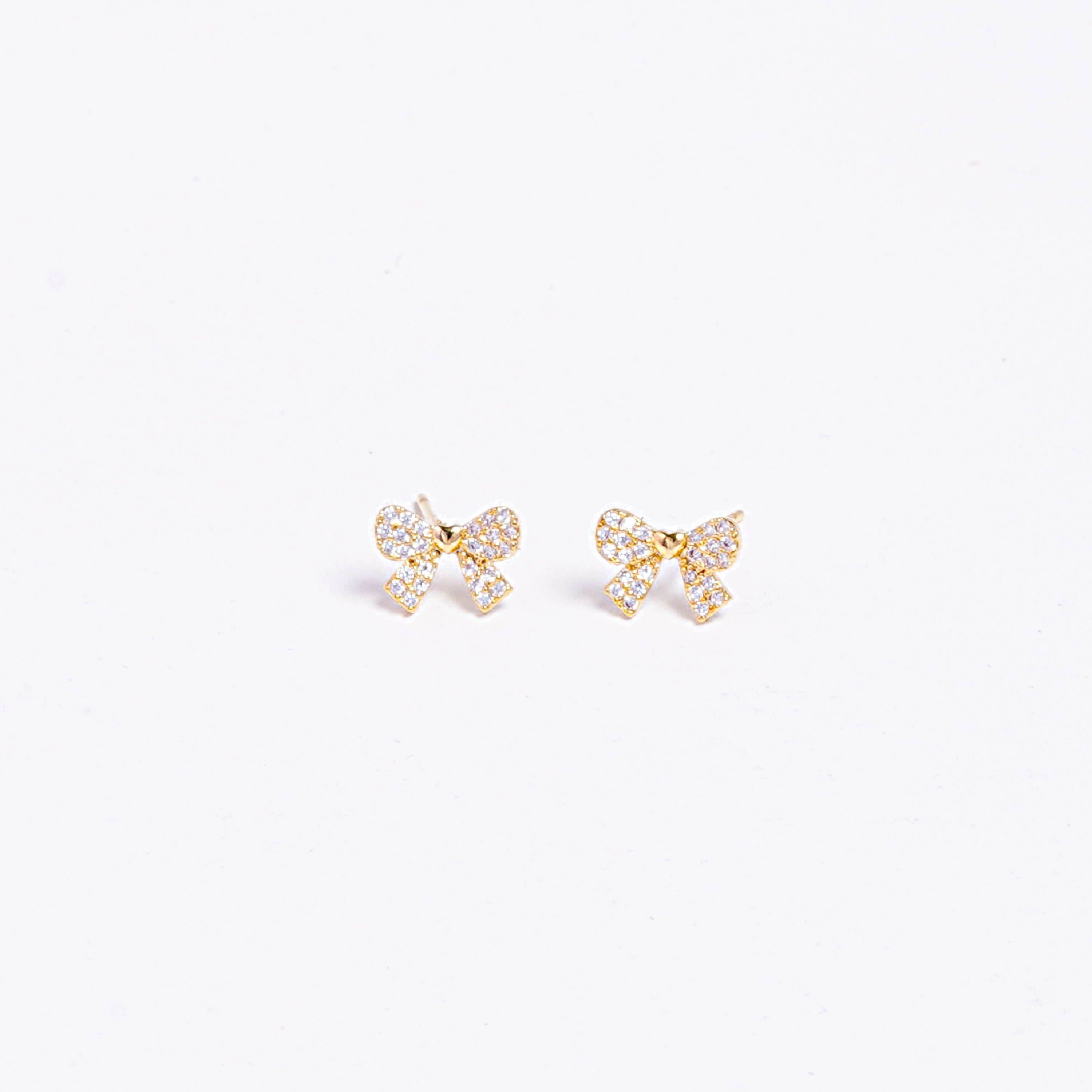 Golden Hearty Bow Studs