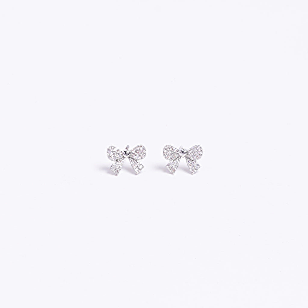 Silver Hearty Bow Studs